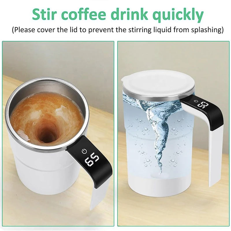 Automatic Stirring Cup with Temperature Display 380ML Electric Self Mixing Mug Rechargeable Mug For Tea Coffee Friend Gifts