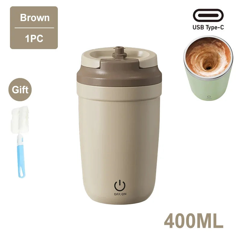 400ML Automatic Electric Stirring Coffee Mugs Portable Rechargeable Magnetic Stirring Mug Electric Blender for Office Travel Mug