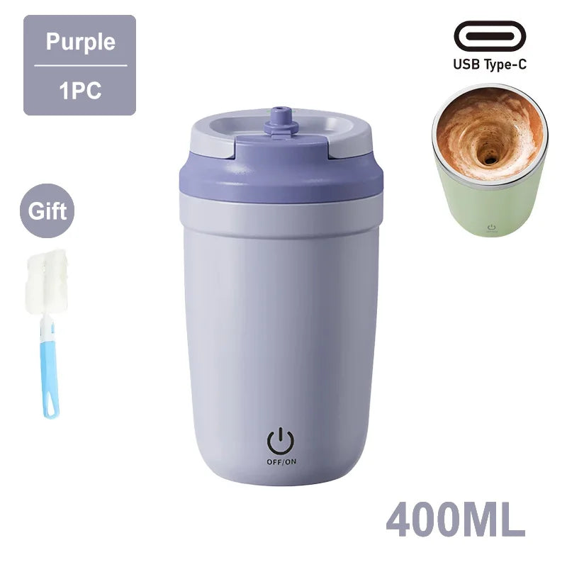 400ML Automatic Electric Stirring Coffee Mugs Portable Rechargeable Magnetic Stirring Mug Electric Blender for Office Travel Mug