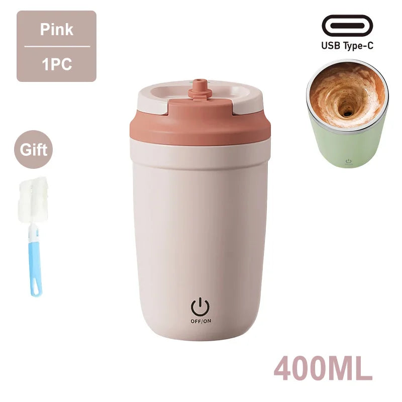 400ML Automatic Electric Stirring Coffee Mugs Portable Rechargeable Magnetic Stirring Mug Electric Blender for Office Travel Mug