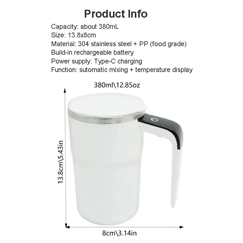 Automatic Stirring Cup with Temperature Display 380ML Electric Self Mixing Mug Rechargeable Mug For Tea Coffee Friend Gifts