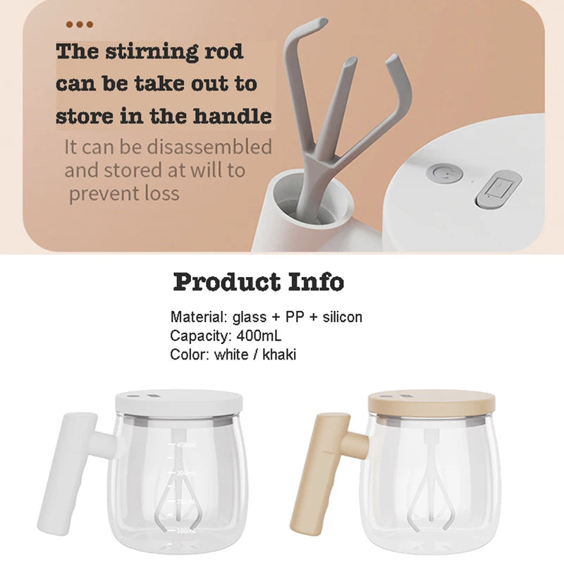 Automatic Stirring Cup with Temperature Display 380ML Electric Self Mixing Mug Rechargeable Mug For Tea Coffee Friend Gifts