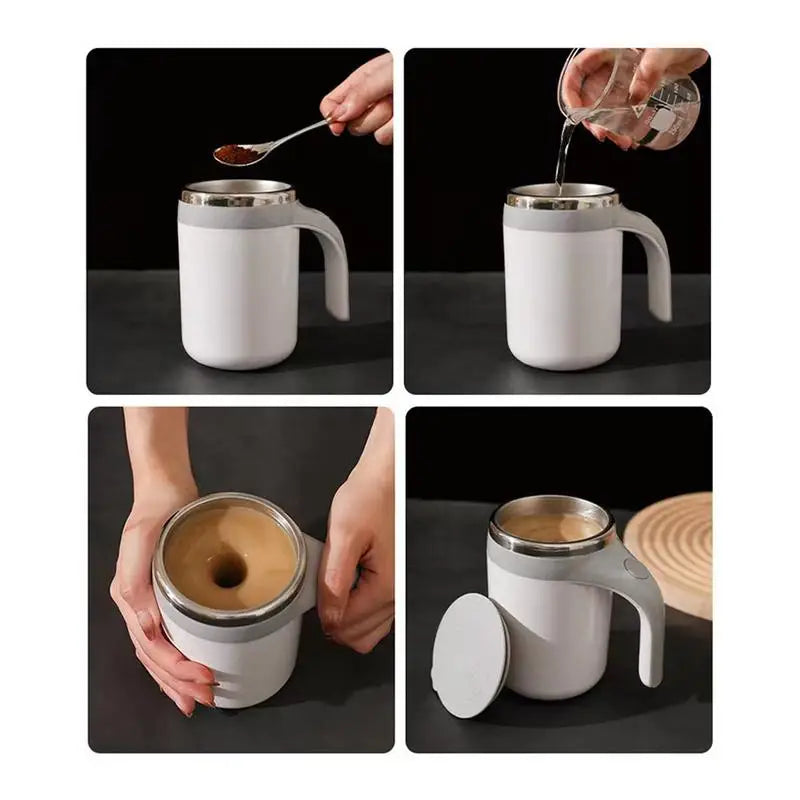 Travel Stirring Mug 380ml Magnetic Self Stirring Travel Mug Waterproof Rotating Electric Mixing Cup For Brown Sugar Water